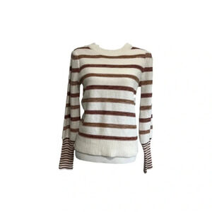 ASPEN Cream and Brown Striped Sweater. Small. Like new!